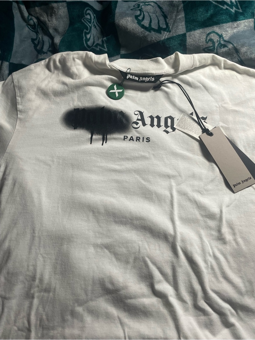 Palm Angels White T‑Shirt with Black Spray Logo